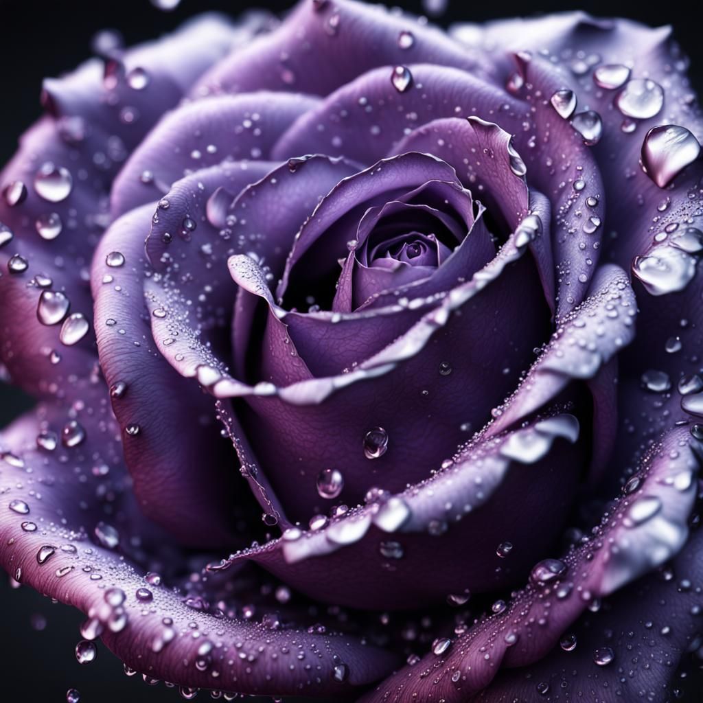 Lilac Rose Dripping Silver: Digital Matte Painting