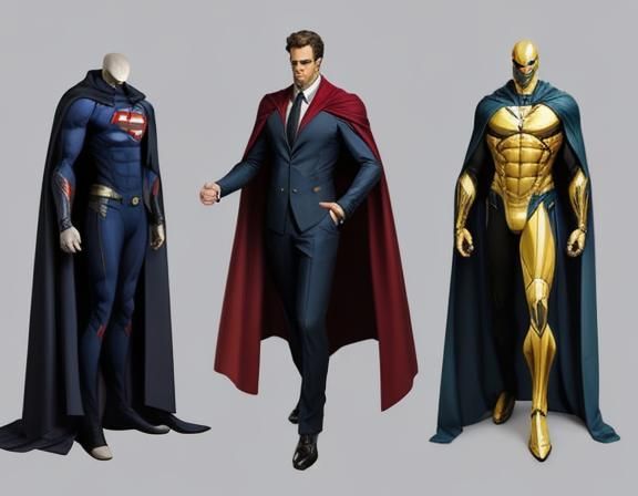 Detailed Superhero Suit with Flowing Cape