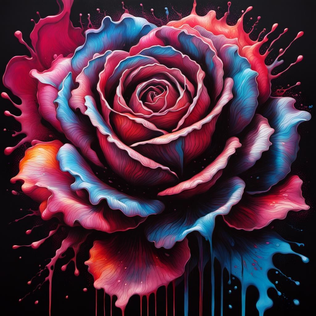 Intricate Ink Sketch of an Oriental Rose