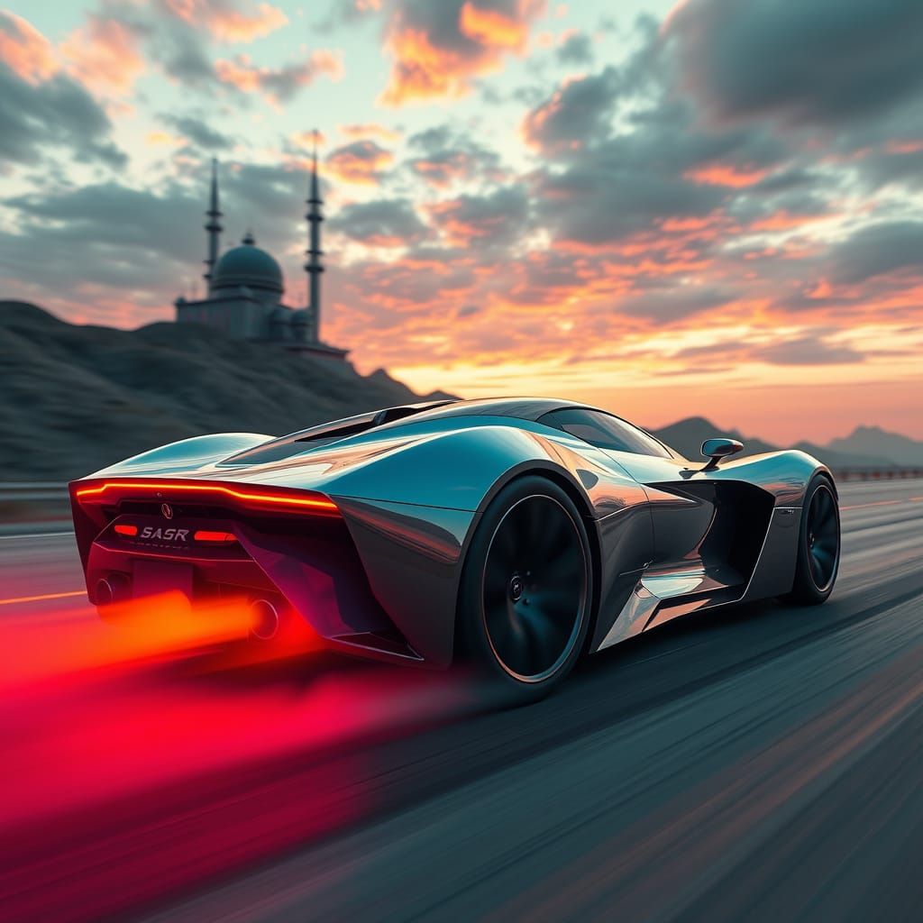 Hyperrealistic Aetherpunk Sports Car
