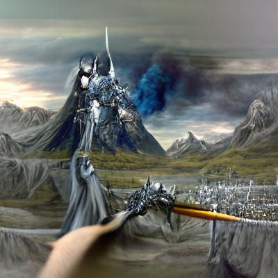 Epic Sword Fight in a Detailed Matte Painting