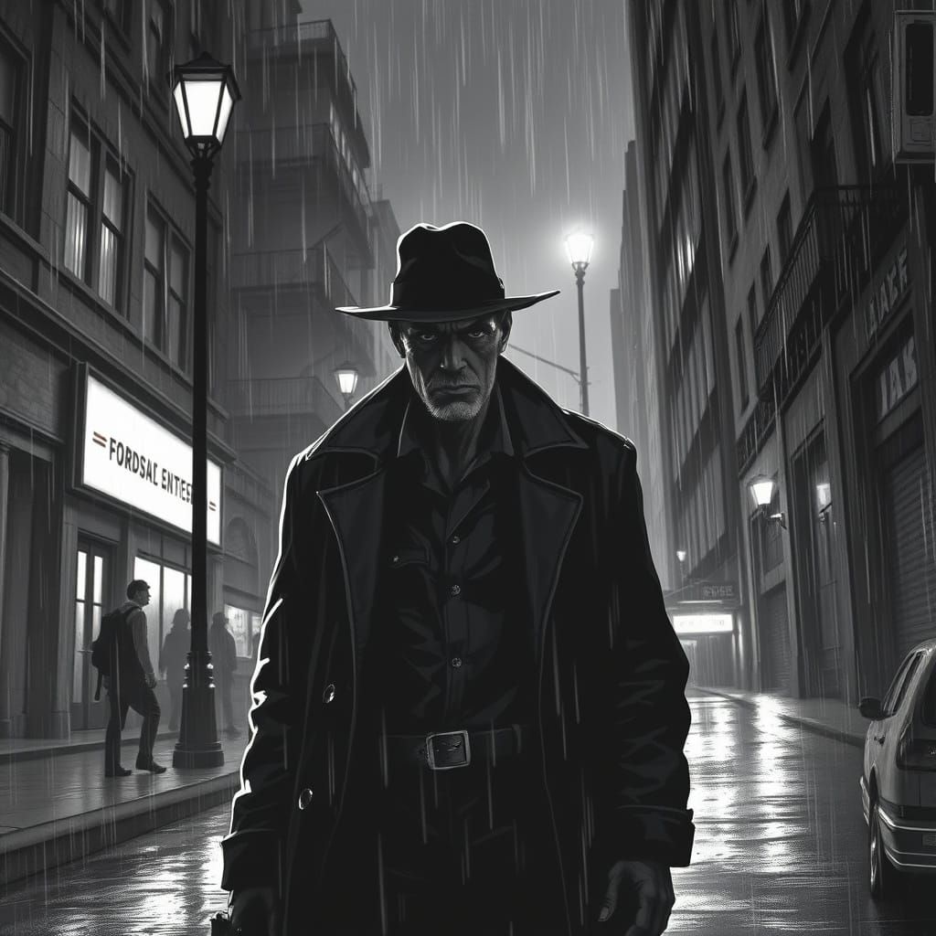 Noir Detective in Dystopian City
