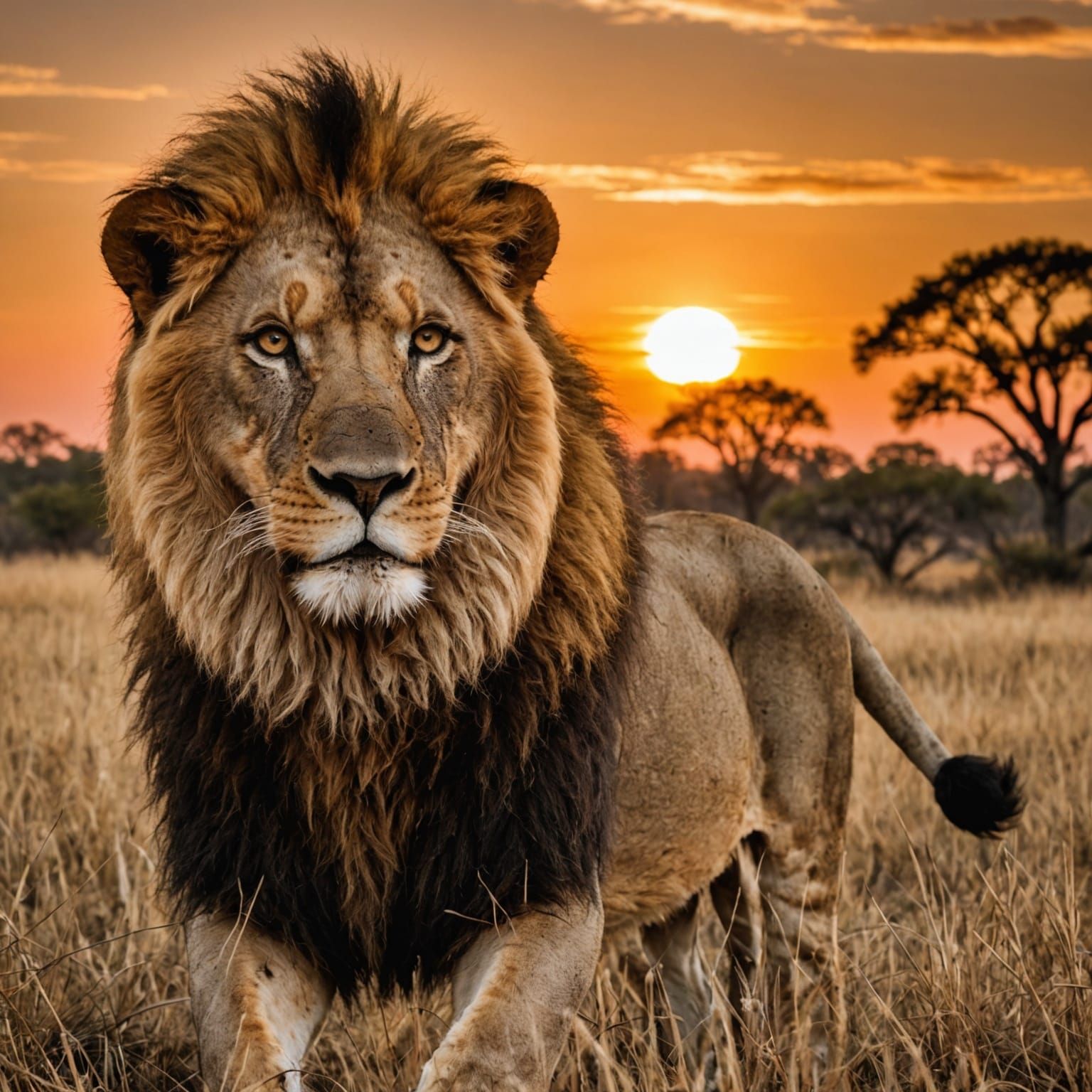 Lion's Eye View of Savannah Sunset