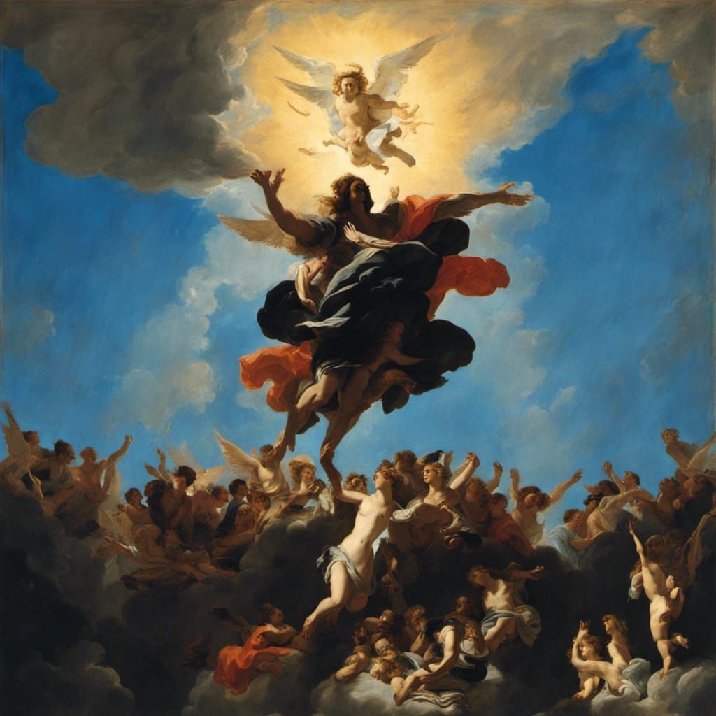 Angels Ascent to Heaven in Rococo Style