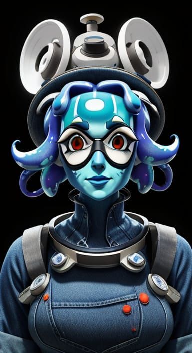 Surreal Cyberpunk Portrait in Glassmorphism Style