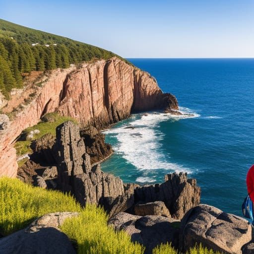 Coastal Rock Portrait in Impressionist Style