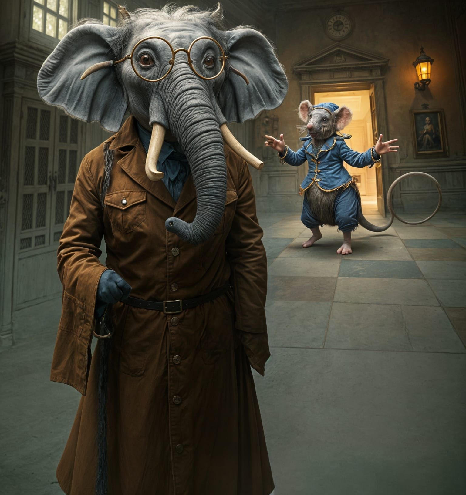 Anthropomorphic Elephant in Asylum, Brian Froud Style