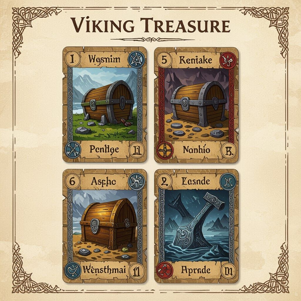 Viking Treasure Board Game Cards