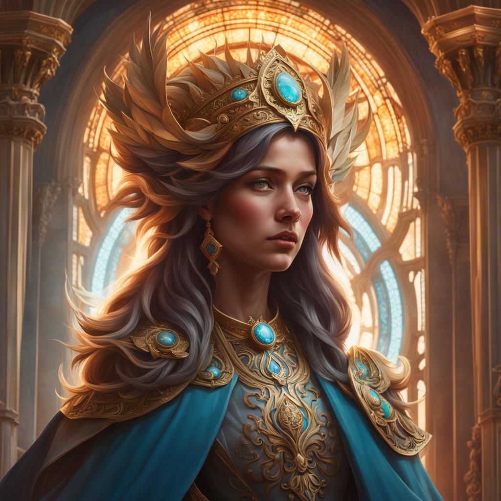 Heavenly Portrait of Christian God in Art Nouveau Style