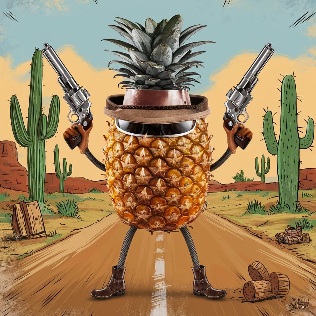 Pineapple Gunslinger in the Wild West