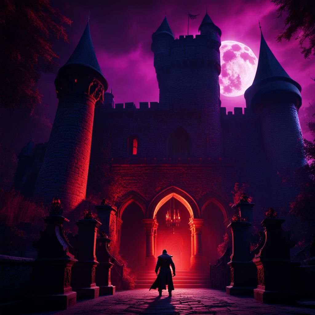 Feral Vampire Battles Humans in Dark Fantasy Art