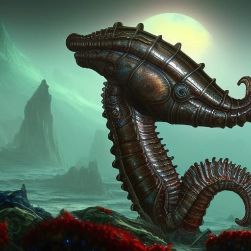 Fantastical Alien Seahorse Concept Art