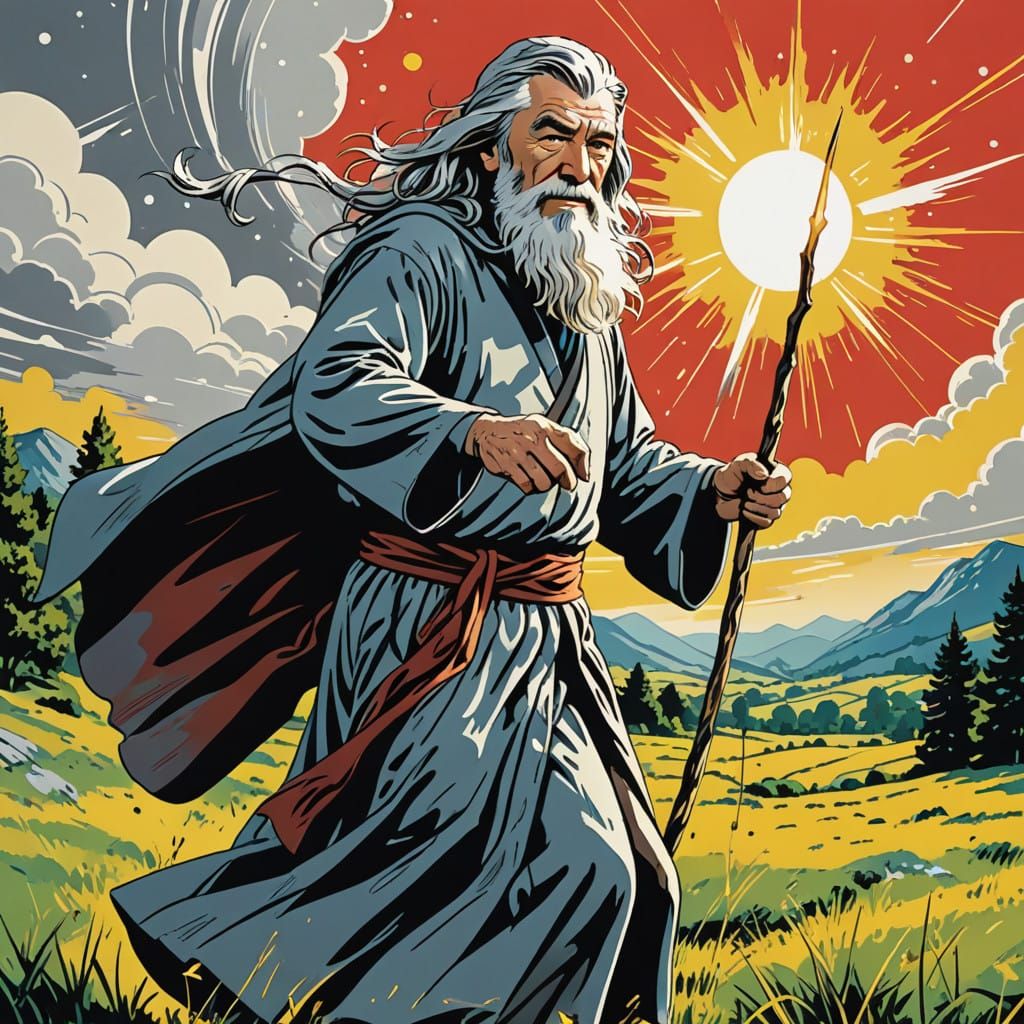 Mystical Wizard Frozen in Dynamic Motion