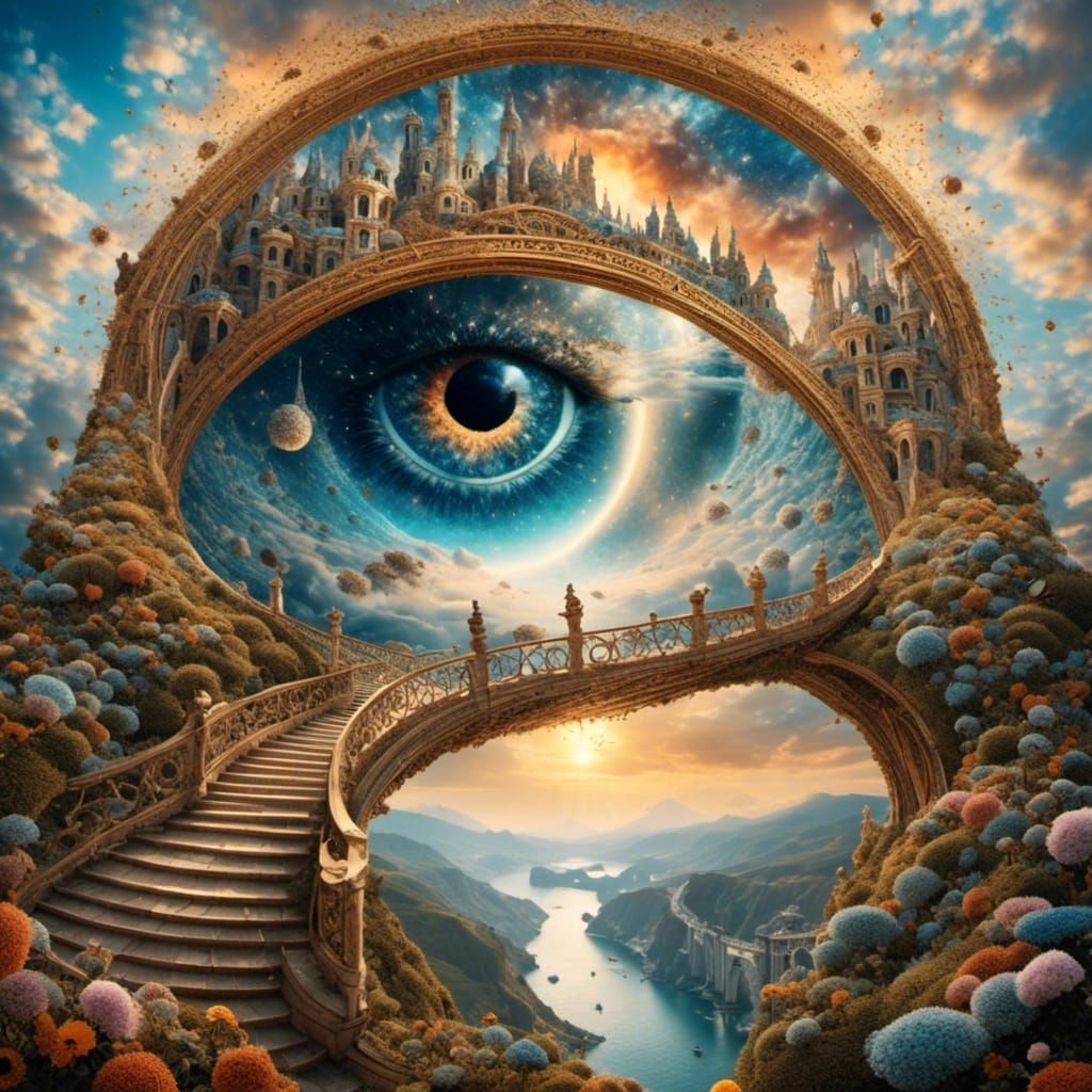 Surreal Eye in Angel Goddess Fantasy Sky