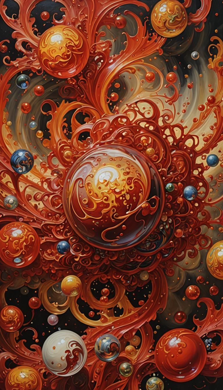 Renaissance Oil Painting of Swirling Red Energy