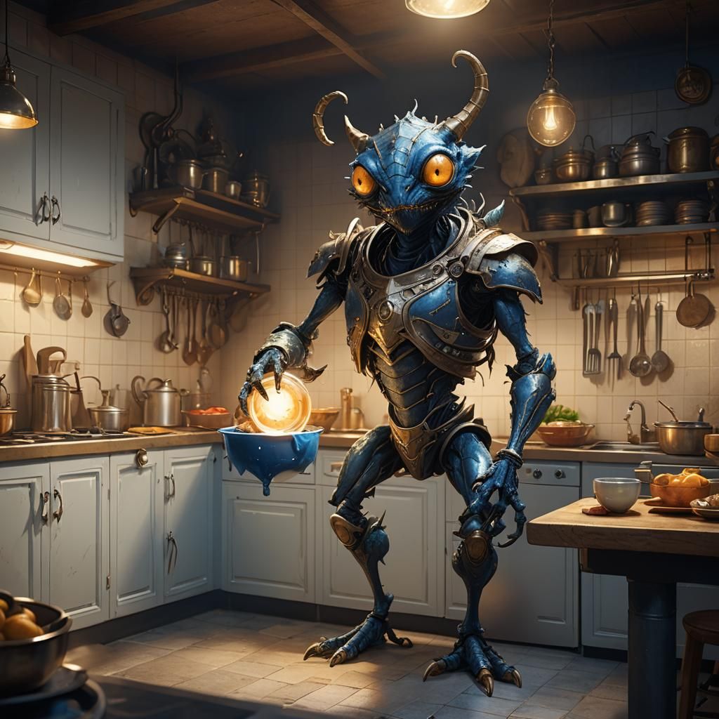 Metal Orb Creature Cleaning: D&D Concept Art