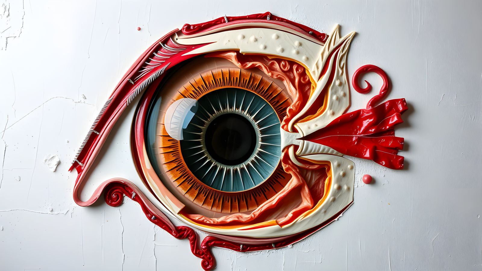 Realistic Dissection: Human Eyeball on Canvas