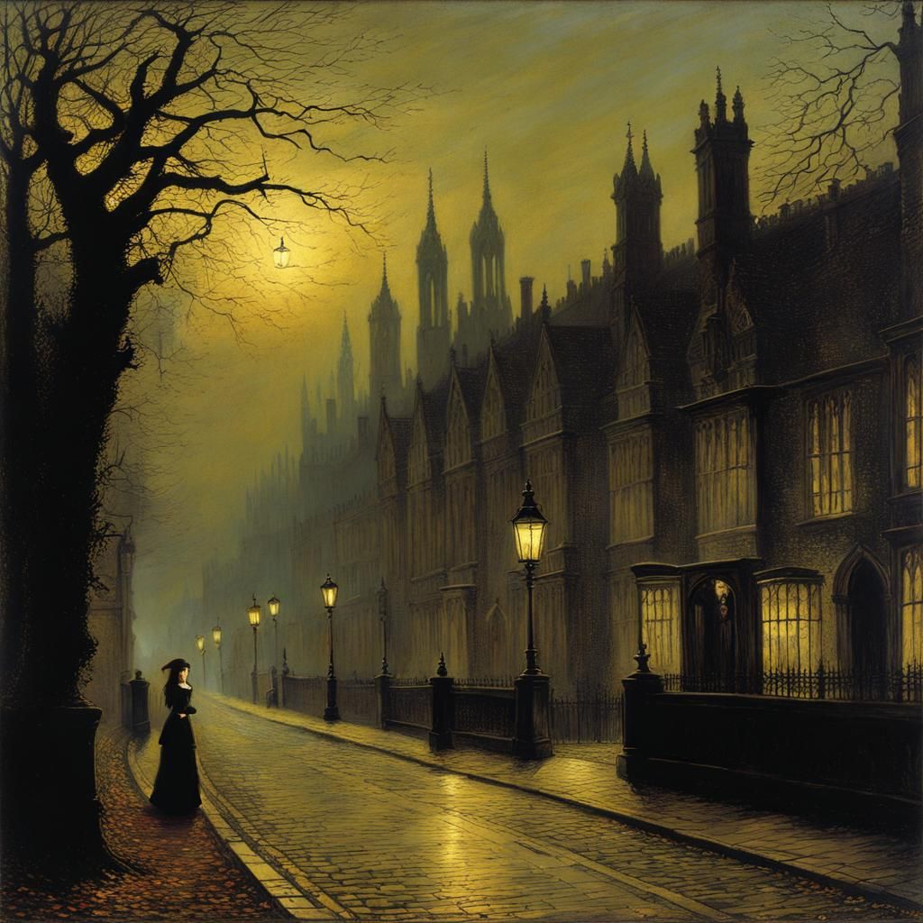 Gothic Girl in Dark Academia, Grimdark Art