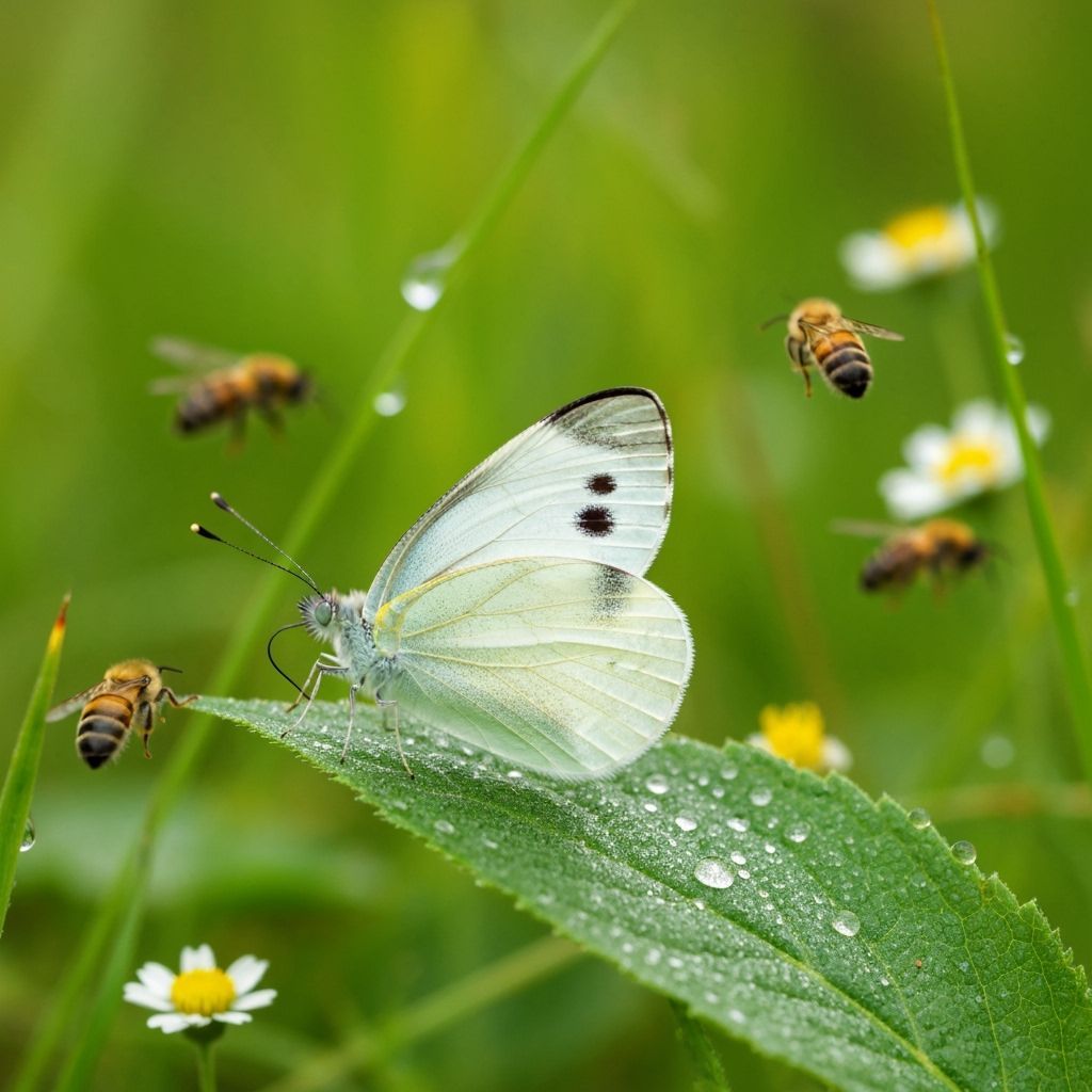 Iridescent Butterfly Macro in Watercolor Style