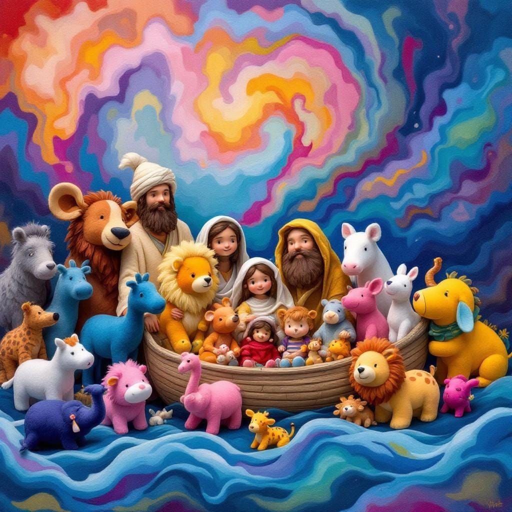 Noah's Ark Diorama in Impressionist Style