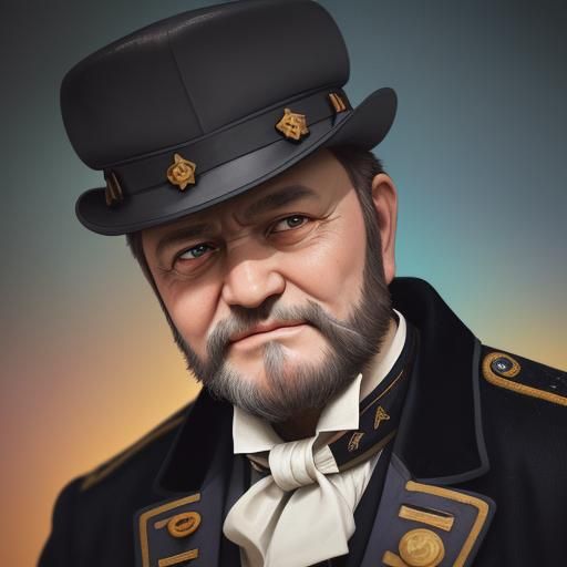 Ulysses S Grant Smiling Portrait in Hyperrealism