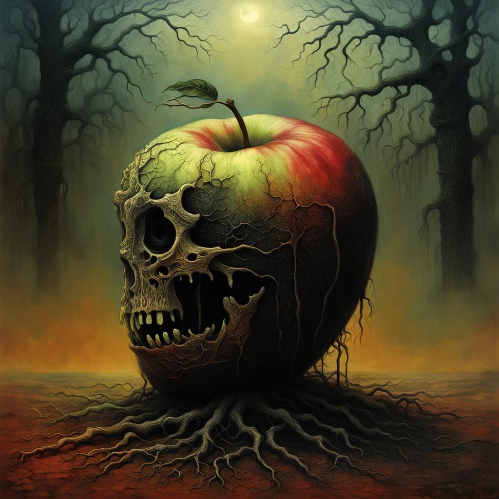Surreal Rotten Apple: Horror Art in Hyperrealism