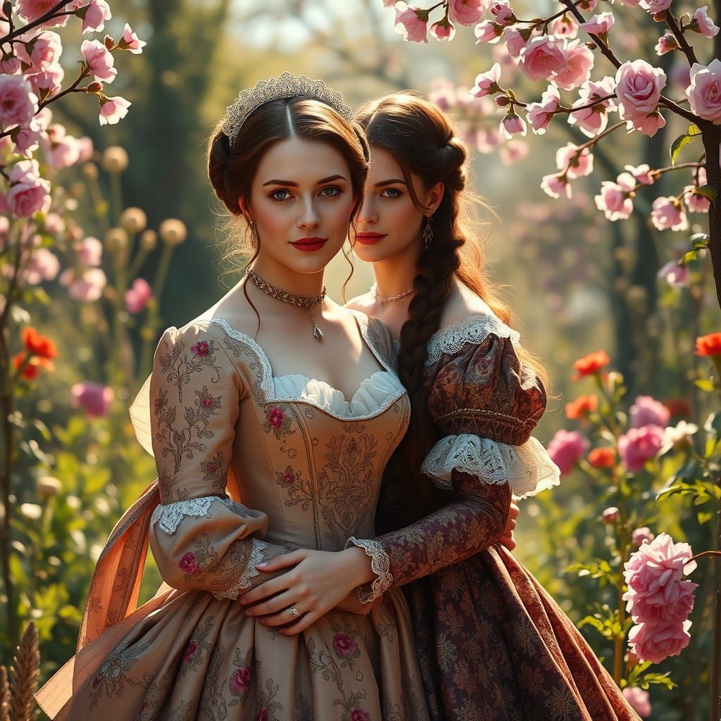 Catherine of Aragon in a Lavish Spring Garden Portrait