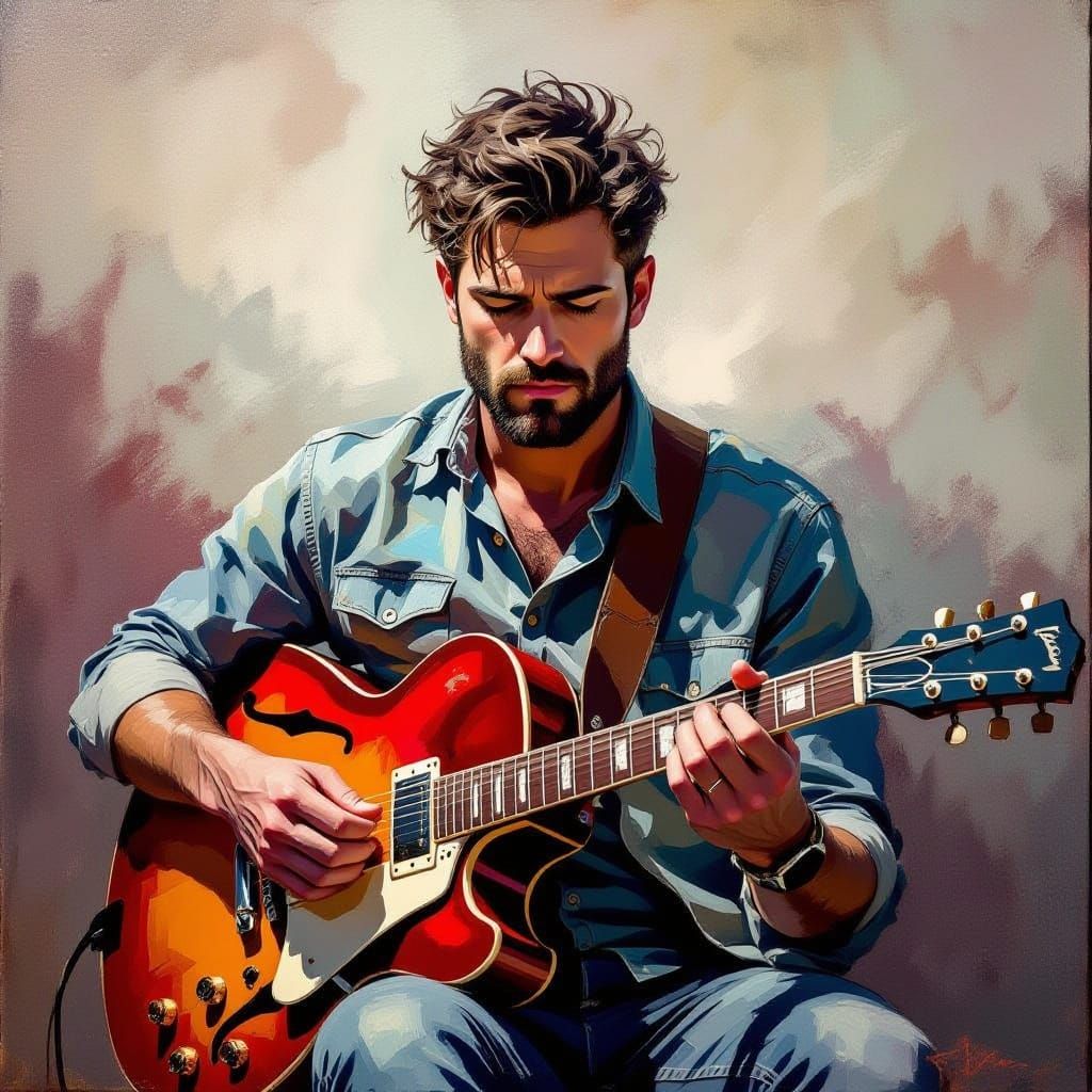 Soulful Musician in Impressionist Oil