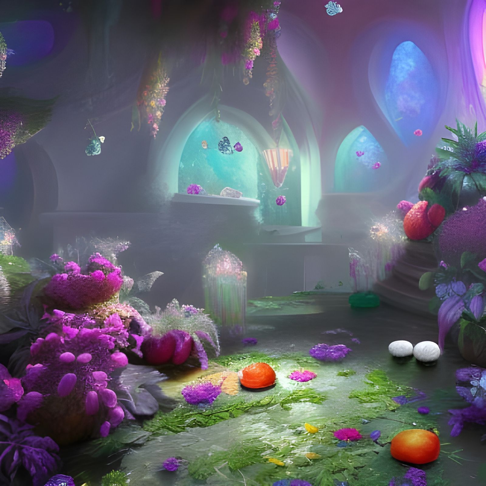 Crystal Flowers in a Holographic Astral Garden