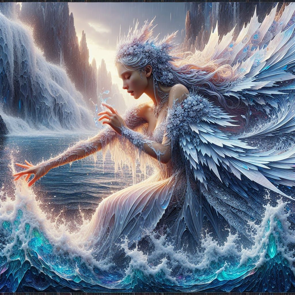 Fantasy Woman Emerges from Ocean: Matte Painting