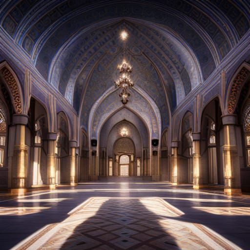 Fantastical Mosque Interior in Detailed Matte Painting