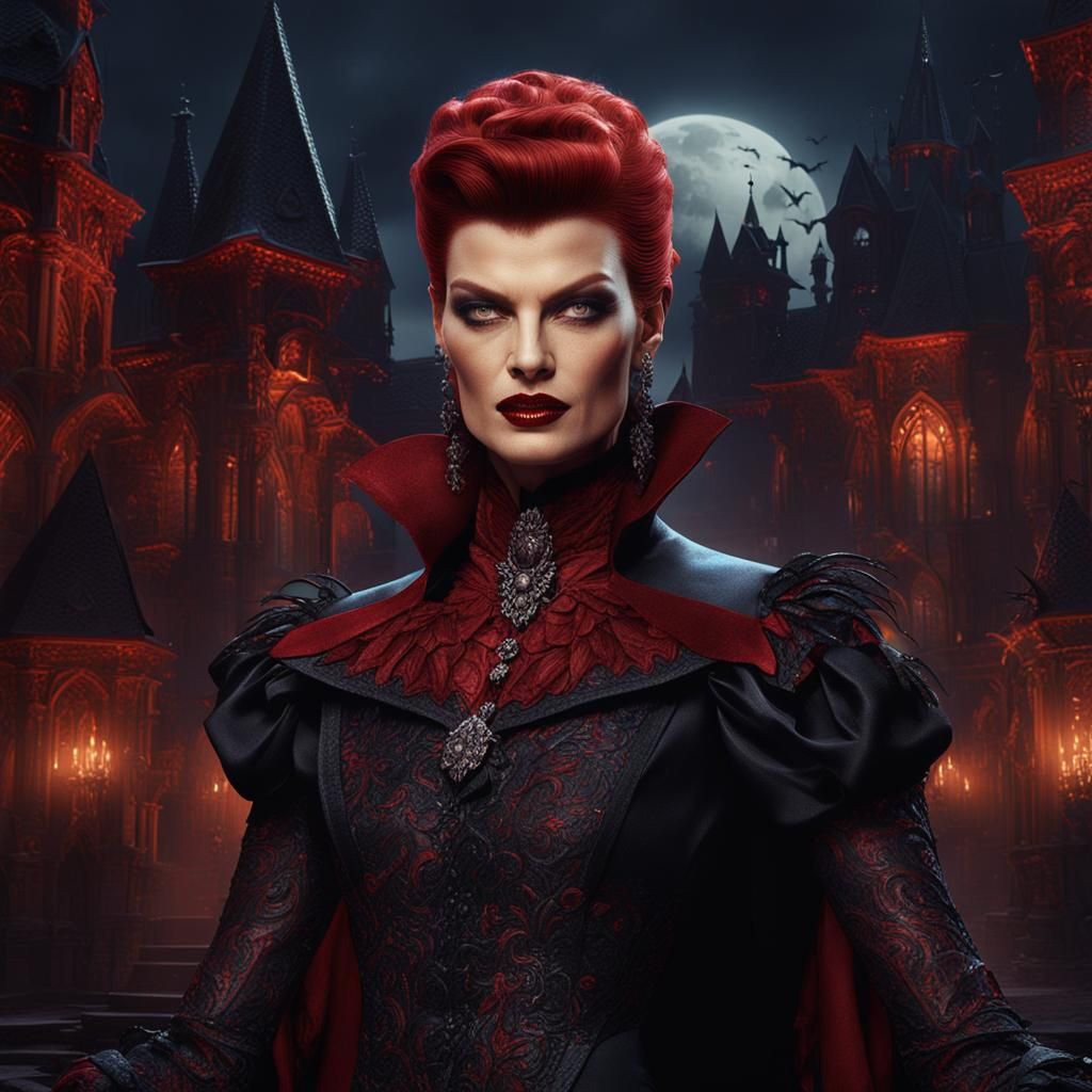 Female Vampire Portrait in Detailed Digital Painting Style
