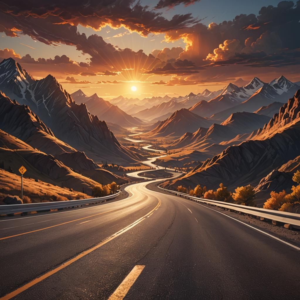 Highway Sunset: Vibrant Concept Art in Unreal Engine