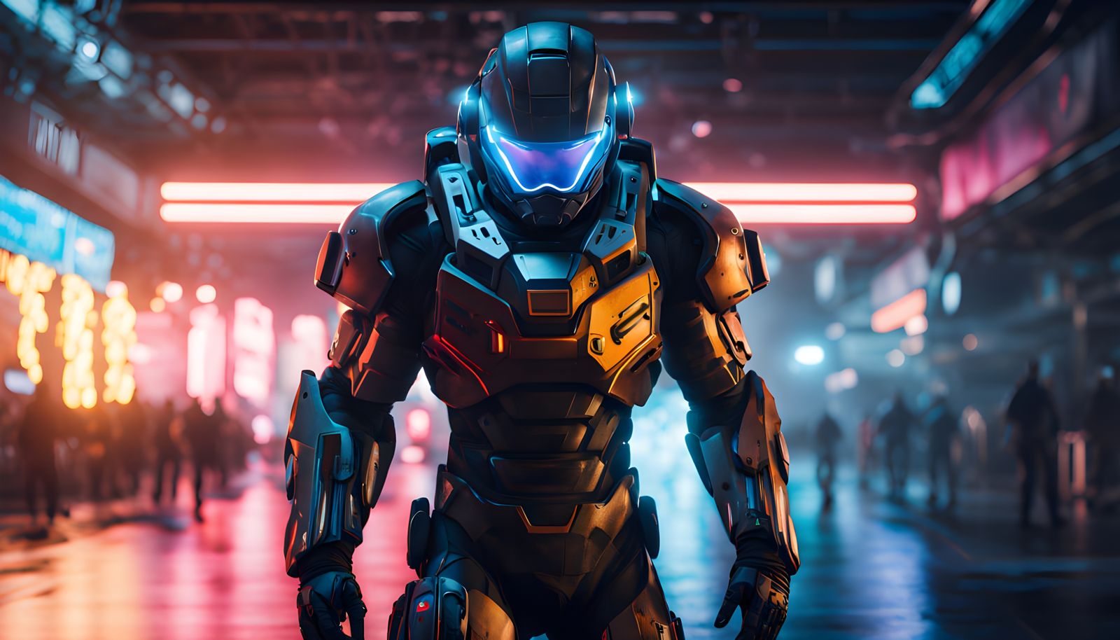 Futuristic Interplanetary Warfare Combat Suit in Hyperrealis...