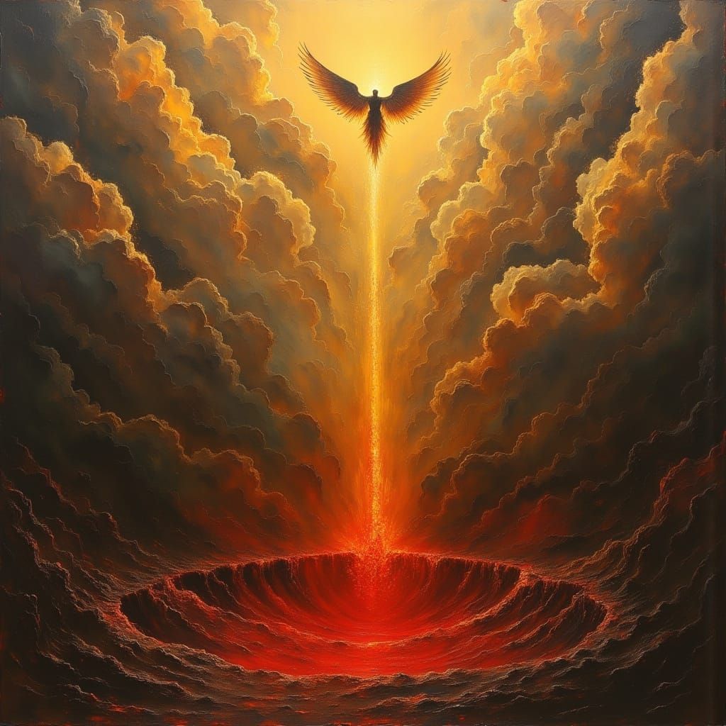 Dark Oil Painting of Lucifer's Descent into Hell