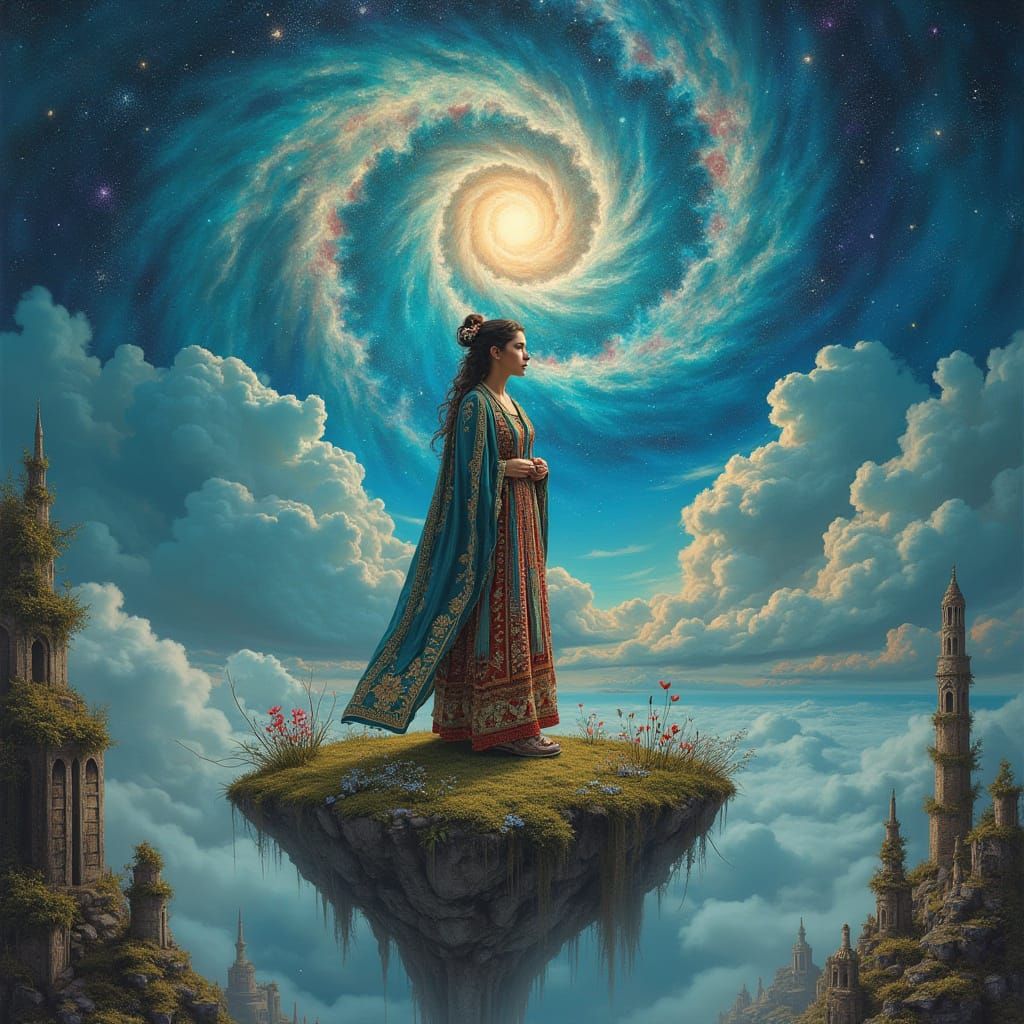 Floating Island Dreamscape in Magical Realism Style