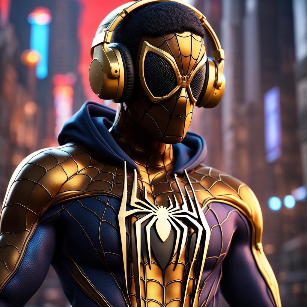 Miles Morales Spider-Man with Hoodie, Detailed Art