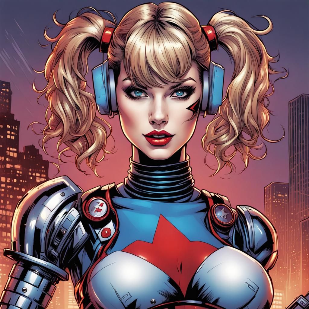 Robot Harley Quinn Taylor Swift Comic Book Art