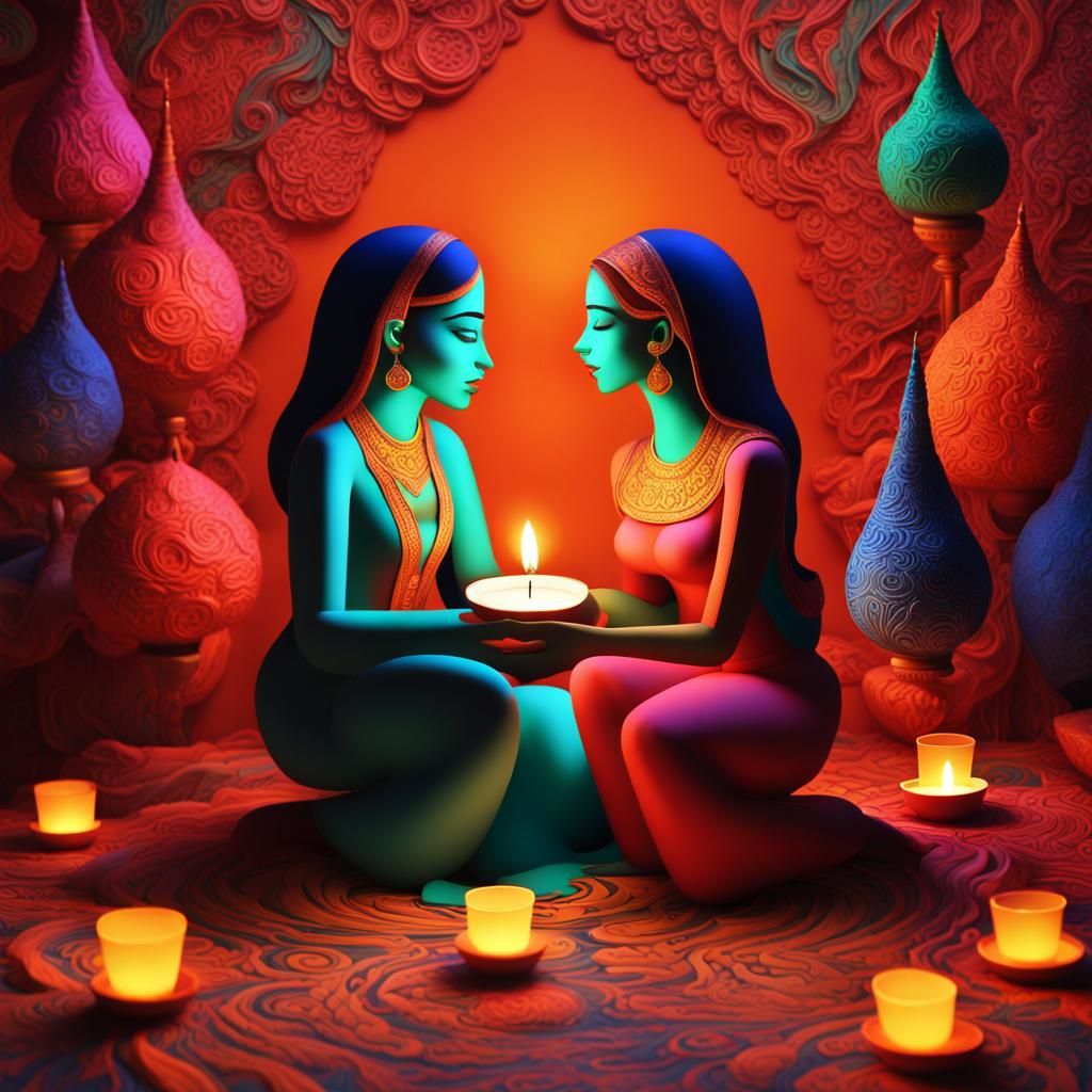 Diwali Lantern Festival in 3D Digital Art Style