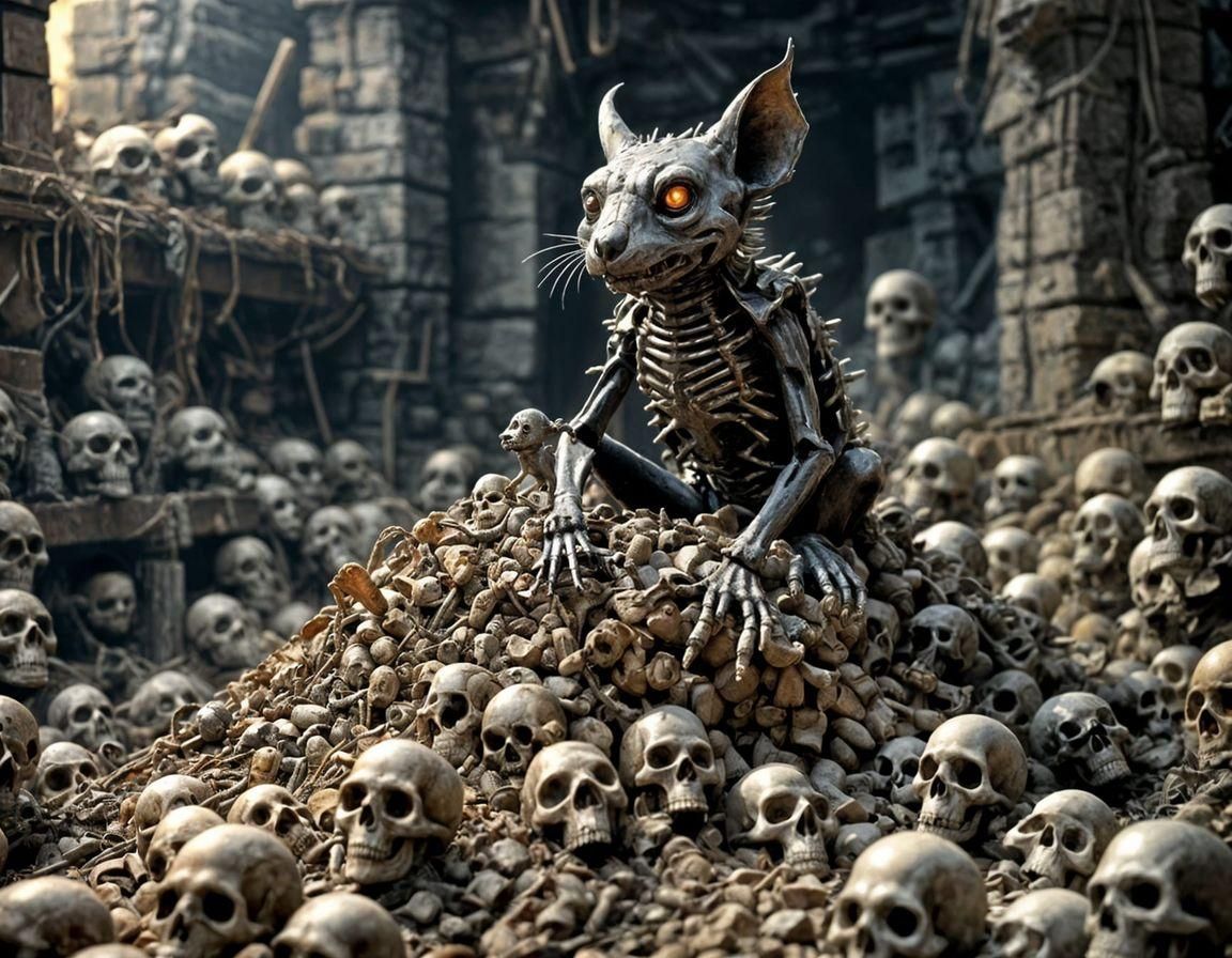 Miniature Chupacabra in Abandoned Mine: Sinister Horror Art