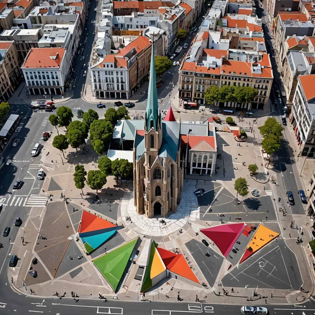 Gothic Architecture: Church and Commercial Plaza