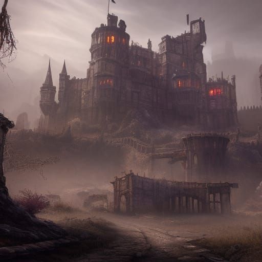 Post-Apocalyptic Castle in Detailed Matte Painting
