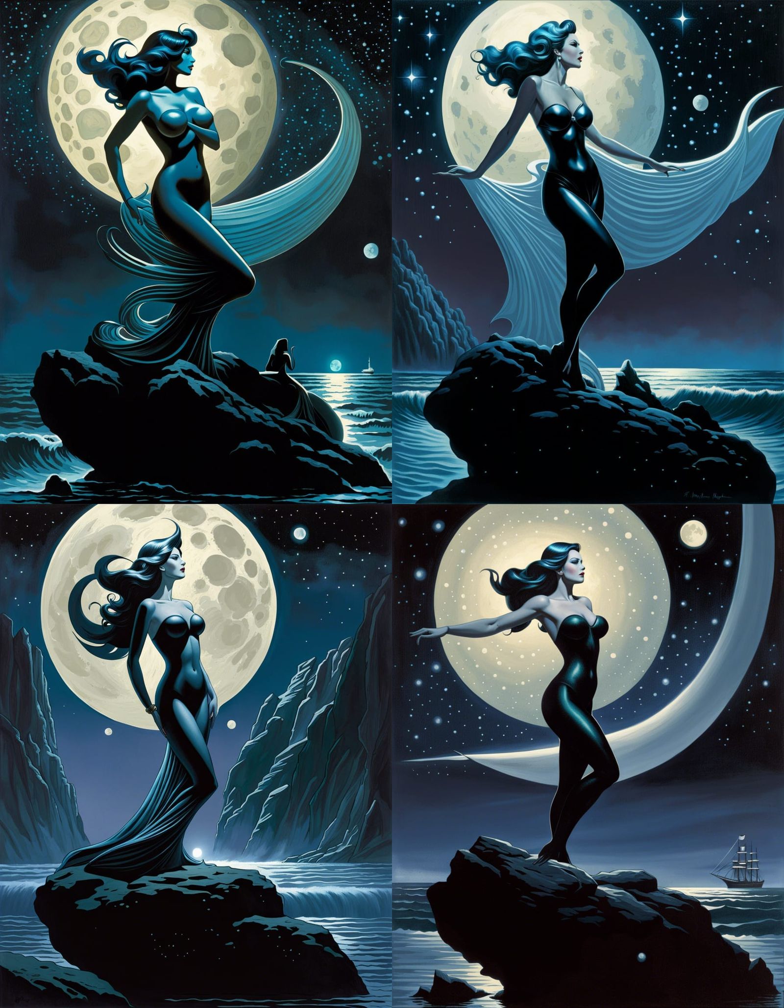 Gothic Mermaid Goddess in Adam Hughes Style