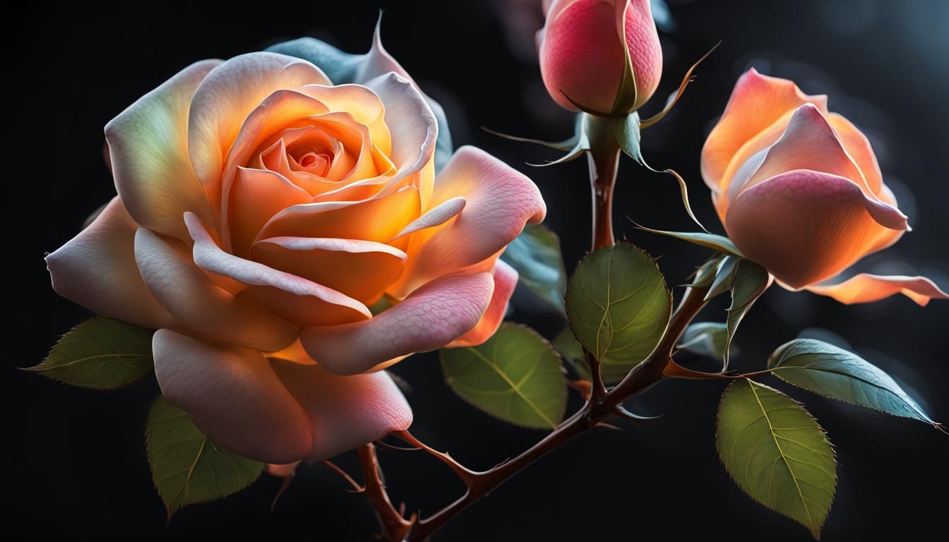 Translucent Rose in Hyperrealistic Splash Art