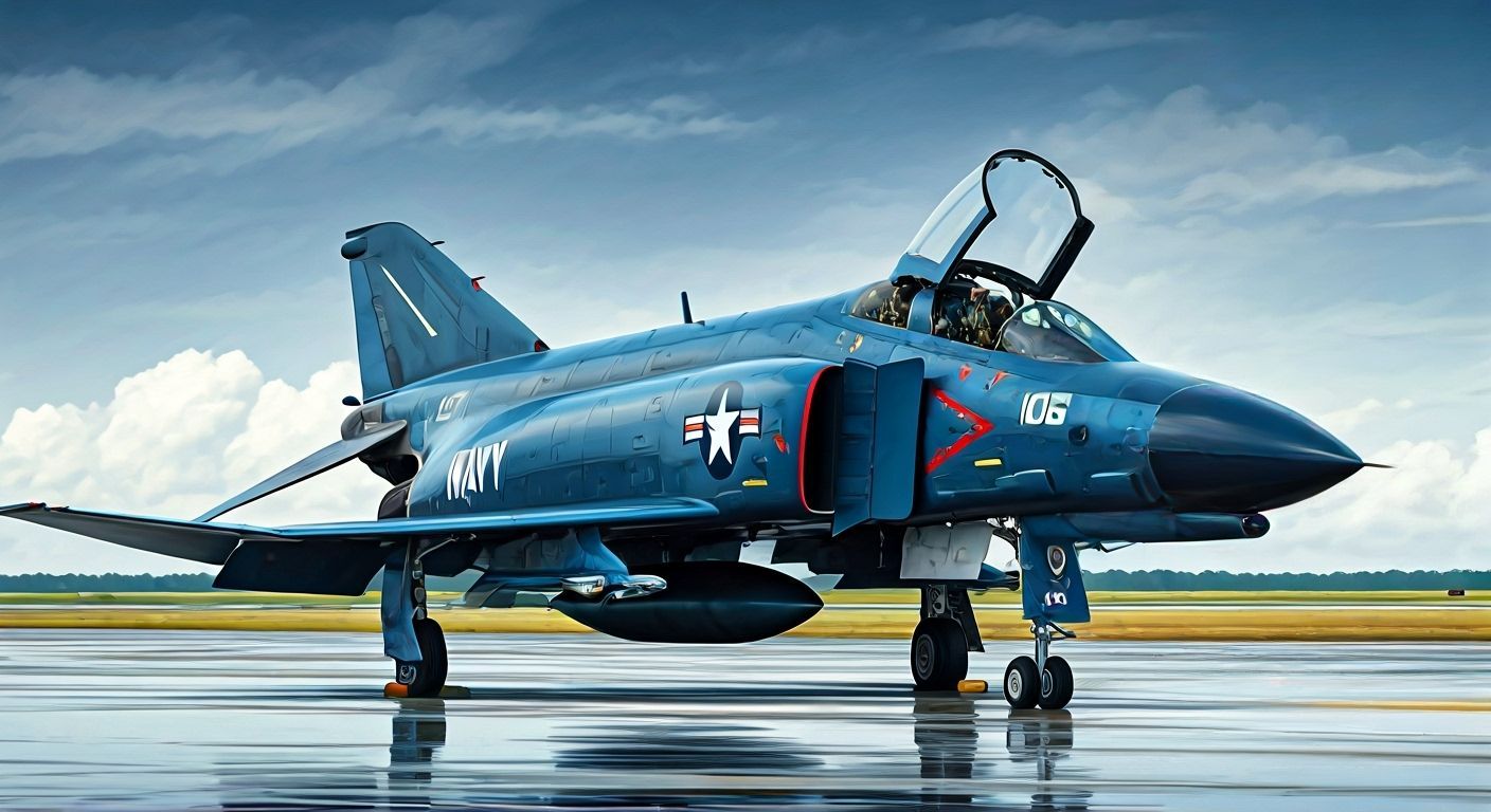 F-4S Phantom II Acrylic Painting on Wet Tarmac