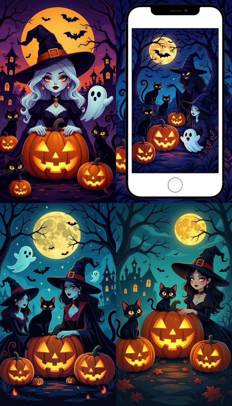 Vibrant Spooky Halloween Wallpaper With Fantasy Art Style