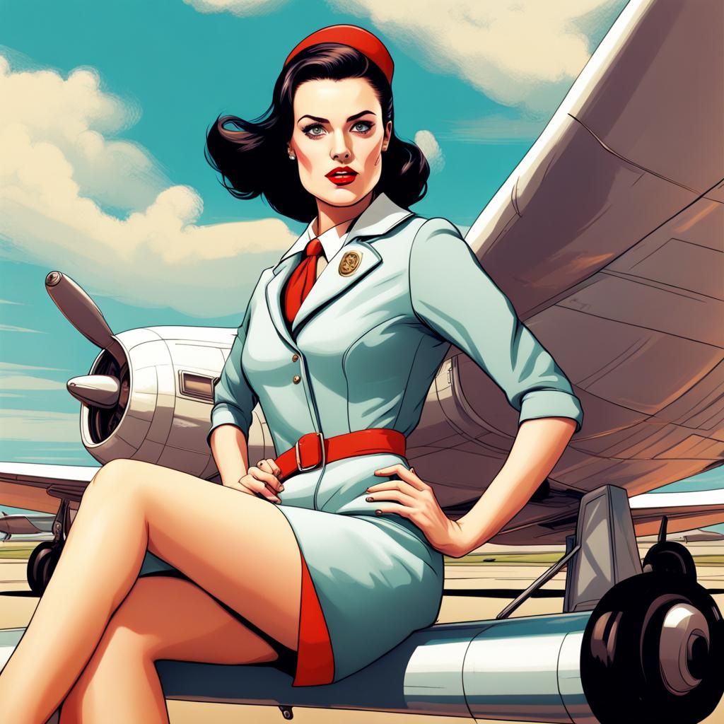 Katie McGrath as 1960s Flight Attendant