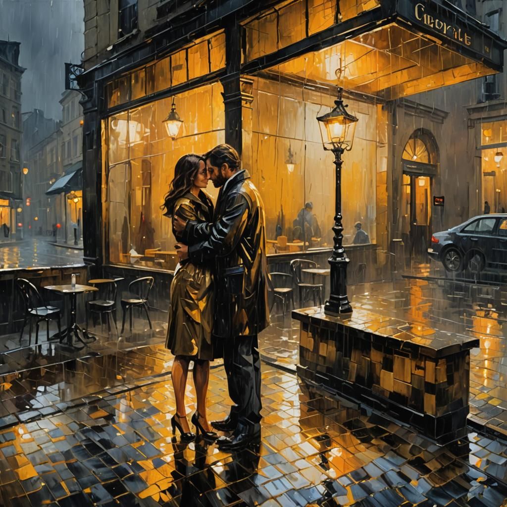 Sorrowful Embrace: Neo-Expressionist Oil Painting