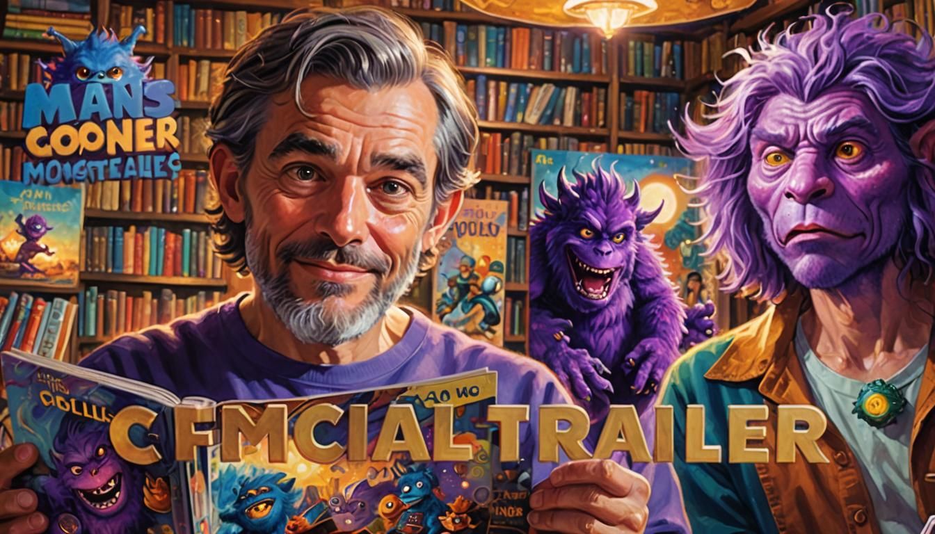 Man and Monster in Cozy Fantasy Library