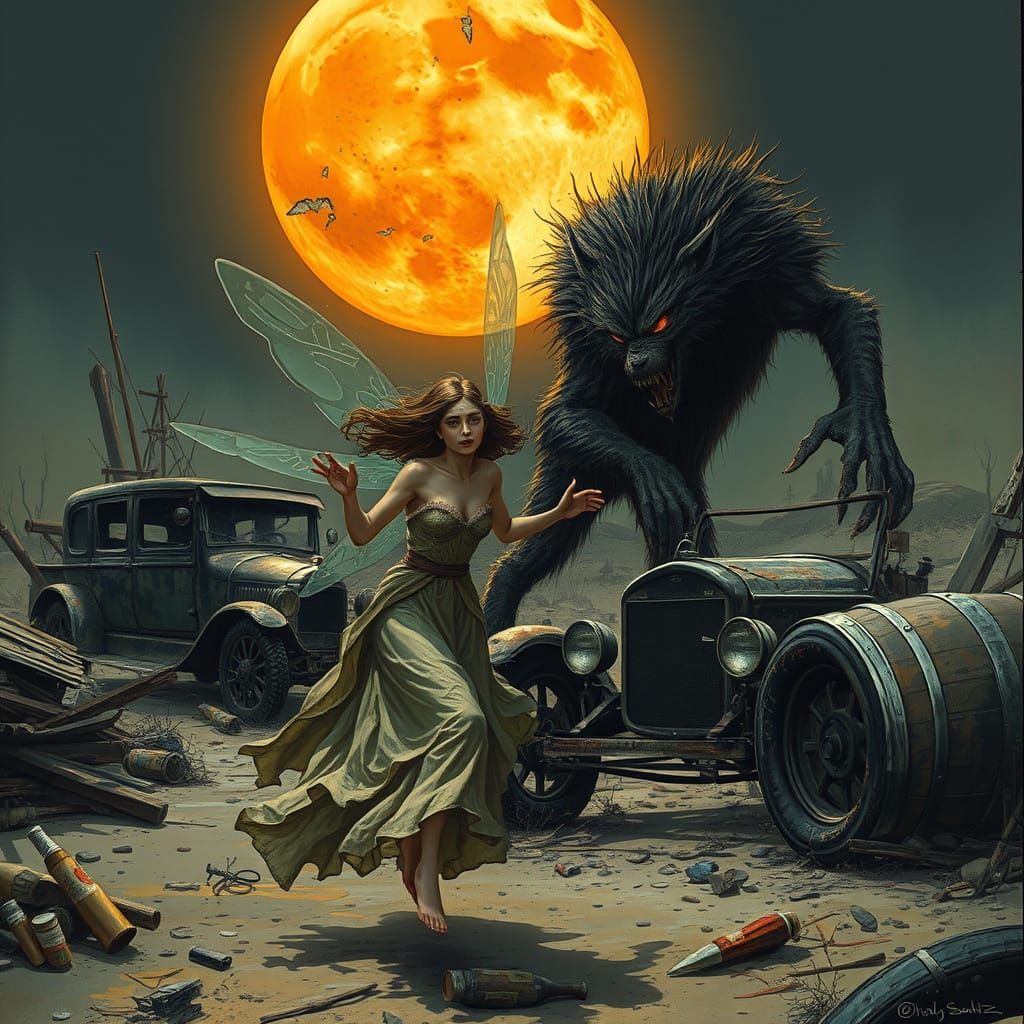 Fairy's Flight: Post-Apocalyptic Wasteland Scene